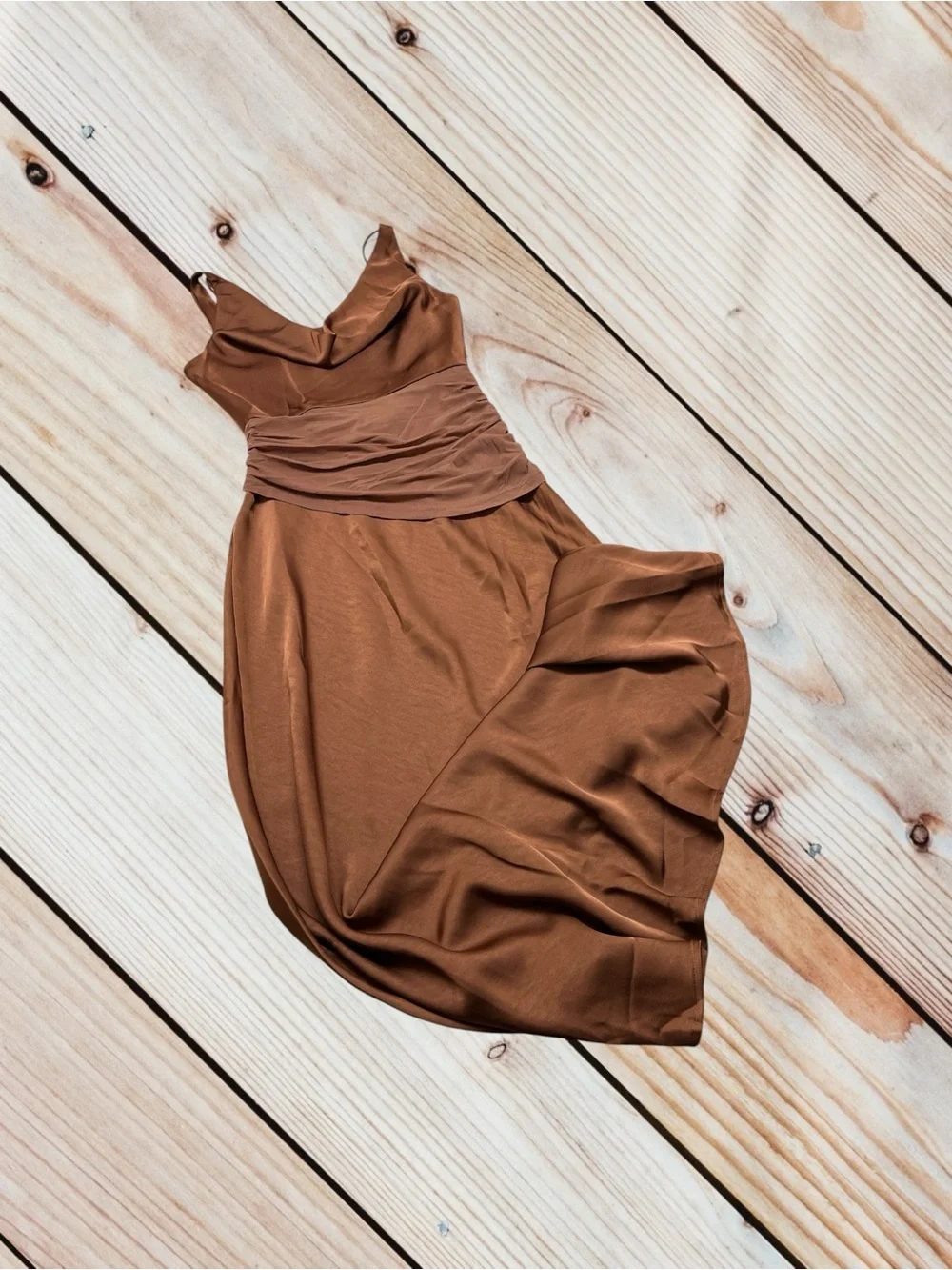 NWT Lizard Thicket M bronzed brown satin & mesh maxi dress